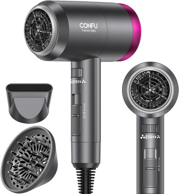 CONFU Hair Dryer 1600W, 3 Heat Settings,